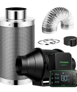 VIVOSUN Smart Air Filtration PRO S4 Kit 4", AeroZesh S4 Inline Duct Fan w/GrowHub E42A Temp. Humidity WiFi-Controller, Carbon Filter & Ducting, Cooling & Ventilation System for Grow Tent, Hydroponics