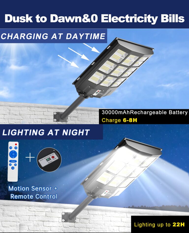 JAYNLT Y-3600W Solar Street Lights Outdoor,360000LM 6500K Parking Lot Lights Commercial, Waterproof Dusk to Dawn Solar Security Flood Lamps Motion Sensor for Driveway,Basketball Court - Image 7