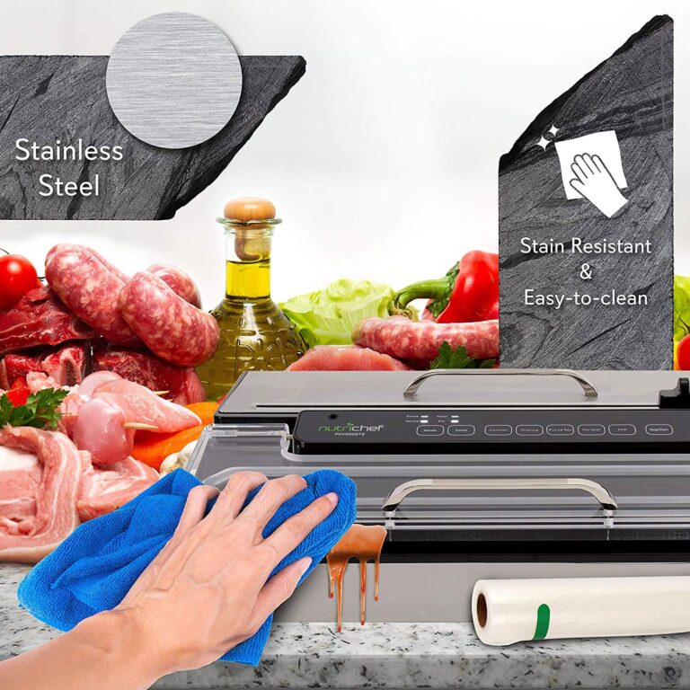 NutriChef PKVS50STS Commercial Grade Vacuum Sealer Machine-400W Automatic Double Piston Pump Air Machine Meat Packing Storage Preservation Sous Vide w/Dry Wet Seal, Vac Roll Bags, Extra Large, Silver - Image 5