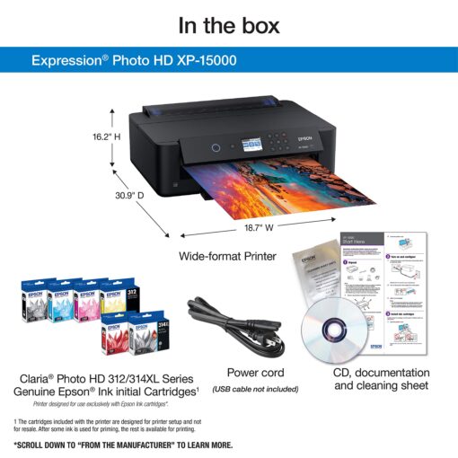 Epson Expression Photo HD XP-15000 Wireless Color Wide-Format Printer, Amazon Dash Replenishment Ready, Black, Large - Image 3
