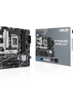 ASUS Prime B760M-A D4 Intel® B760 (LGA 1700)(13th and 12th Gen) mATX Motherboard, PCIe 4.0, 2xM.2 Slots,2.5Gb LAN, DisplayPort,Dual HDMI,Rear USB 3.2 Gen 2, Front 1 Type-C®, Aura Sync
