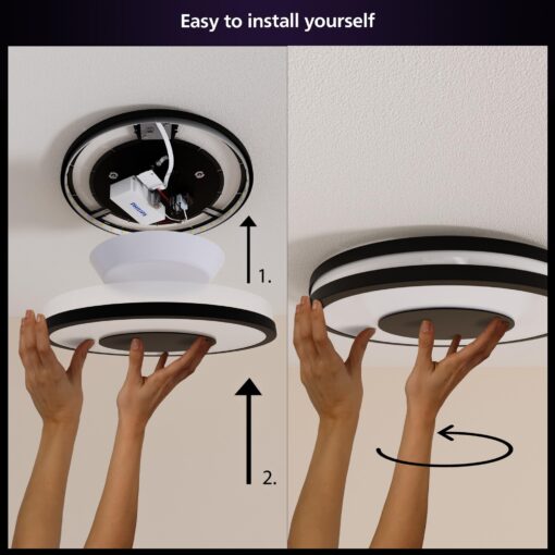 Philips Hue Being Ceiling Light, Black - White Ambiance Warm-to-Cool White Smart LED Light - 1 Pack - Control with Hue App - Compatible with Alexa, Google Assistant, and Apple Homekit - Image 3