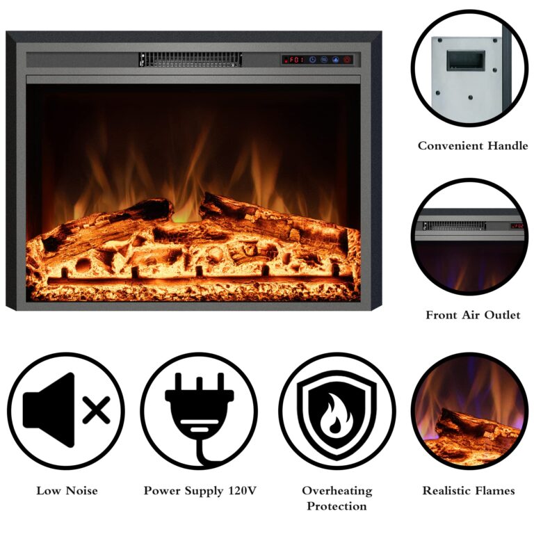 Kentsky Electric Fireplace, 28" Electric Fireplace Inserts, Recessed Fireplace Heater with Remote Control, Adjustable Flame Colors, Timer&Overheating Protection, 750/1500W - Image 5