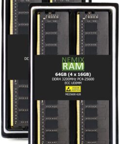 NEMIX RAM 64GB (4X16GB) DDR4 3200MHZ PC4-25600 2Rx8 1.2V CL22 288-PIN ECC Unbuffered UDIMM KIT Compatible with Dell PowerEdge R350 Rack Server