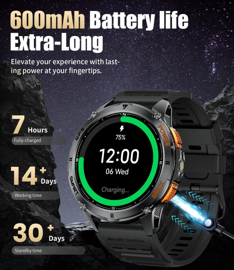 LIGE GPS Smart Watch for Men, Compass/LED Flashlight/6 Satellite Positioning/1.43" AMOLED Smartwatch, 100+ Sports Mode Fitness Tracker Watch for Android iOS, IP68 Waterproof Watch for Swimming - Image 6