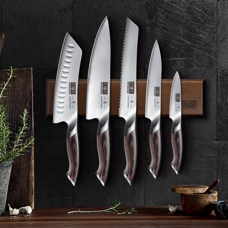 HOSHANHO Knife Set with Magnetic Knife Holder, 6 Pieces Japanese High Carbon Stainless Steel Kitchen Knife Sets, Ultra Sharp Professional Chef Knives Sets - Image 3