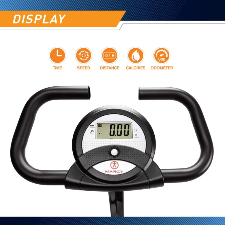 Marcy Foldable Recumbent Exercise Bike with High Backrest and Magnetic Resistance NS-653, Black White, One Size - Image 7