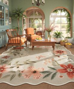 Lahome Floral Washable Rugs 8x10, Non-Slip Soft Bedroom Rug Stain Resistant, Ultra-Thin 8x10 Rugs for Living Room Easy Clean Boho Rug Accent Carpet for Dining Room Office(8x10ft,Brown)