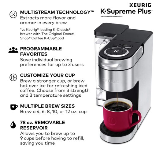 Keurig K-Supreme Plus Coffee Maker, Single Serve K-Cup Pod Coffee Brewer, With MultiStream Technology & My K-Cup Universal Reusable Filter MultiStream Technology - Gray - Image 6