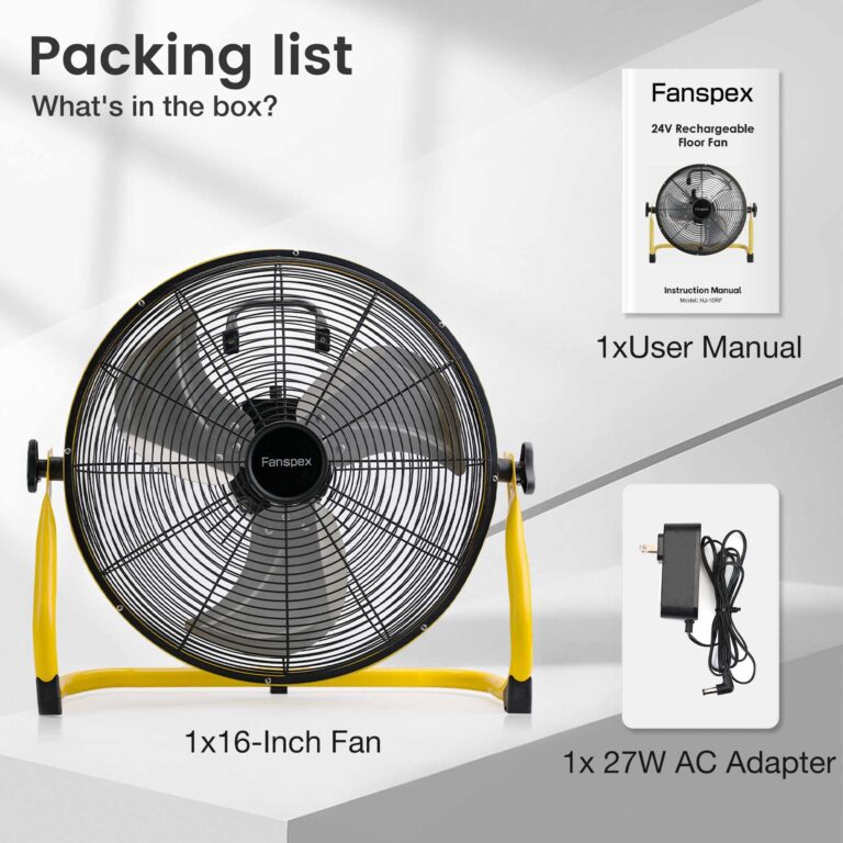Fanspex 16'' Large Portable Battery Operated Floor Fan, 20000 mAh Cordless Rechargeable Floor Camping Fan for Outdoor, DC 24V, 45dB Low Noise, 4-32 Longer Running Time, 5.8 m/s Air-flow - Image 3