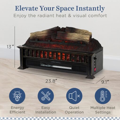 Country Living 23 inch Electric Log Set | Crackling Sound | 1000 Sq Ft Heater | Faux Logs Insert with Infrared Flames for Existing Fireplaces | Remote Control Included - Image 7
