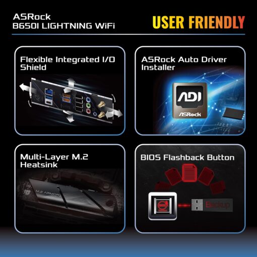 ASRock B650I Lightning WiFi 6E AMD Socket AM5 Ryzen 9000/8000/7000 Series B650 DDR5 7200+ (OC) MHz 128GB SATA3 6.0 Gb/s Mini ITX Motherboard M.2 2.5G LAN - Image 6