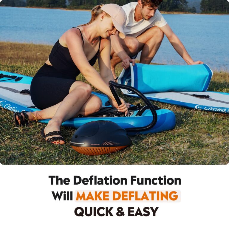 OutdoorMaster 16PSI High Pressure SUP Air Pump with Rechargeable Battery The Whale - Intelligent Dual Stage Inflation & Auto-Off Feature and Deflation Function for Inflatable Stand Up Paddle Boards - Image 8