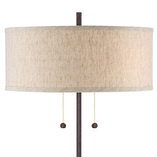 360 Lighting Nikola Modern Accent Table Lamps 23.5" High Set of 2 with Hotel Style USB and AC Power Outlet in Base Bronze Slim Fabric Drum Shade for Living Room Desk Bedroom House Bedside - Image 4