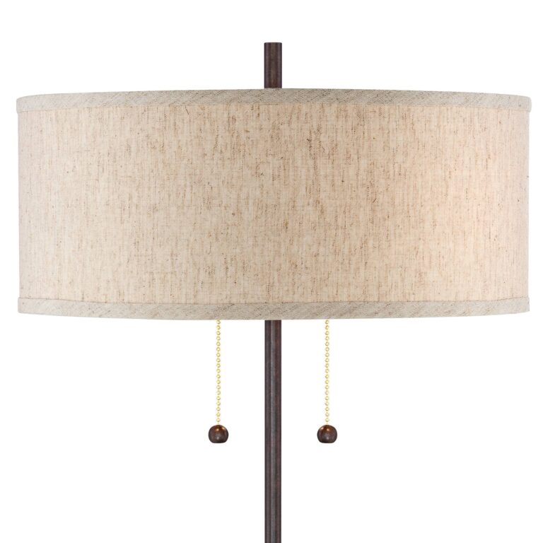 360 Lighting Nikola Modern Accent Table Lamps 23.5" High Set of 2 with Hotel Style USB and AC Power Outlet in Base Bronze Slim Fabric Drum Shade for Living Room Desk Bedroom House Bedside - Image 4