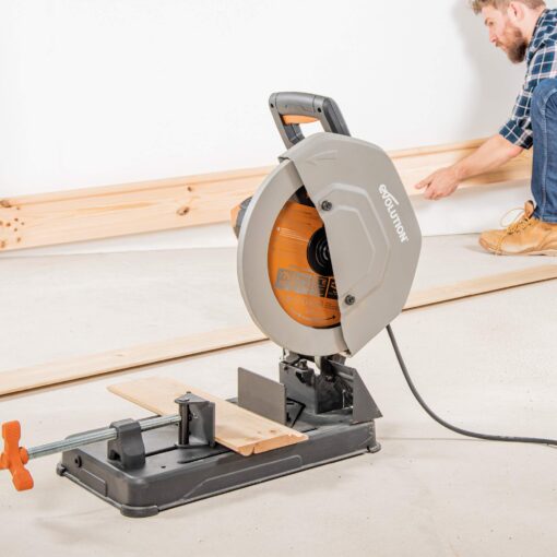 Evolution Power Tools R355CPS 14-Inch Chop Saw Multi Purpose, Multi-Material Cutting Cuts Metal, Plastic, Wood & More Miter Cut up to 45˚ Degrees TCT Blade Included - Image 5