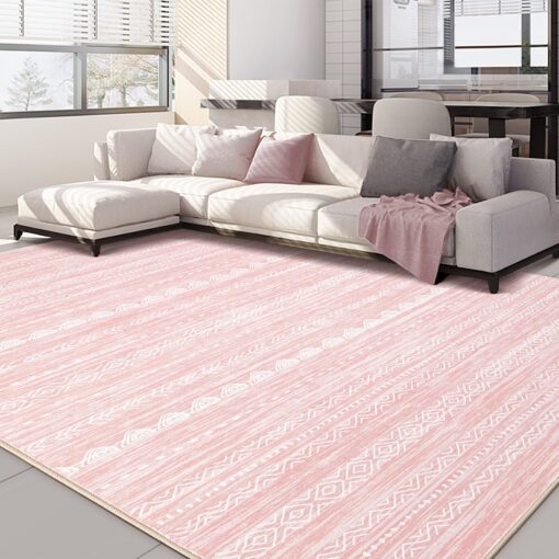Pink Rugs for Bedroom Girls: 8x10 Washable Boho Large Neutral Cute Soft Area Rug Modern Indoor Floor Non Slip Accent Carpet for Living Room Nursery Kids Playroom Preppy Room Dorm Baby Room Decor