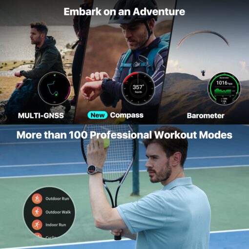Ticwatch Pro 5 Android Smartwatch for Men Snapdragon W5+ Gen 1 Wear OS Smart Watch 80 Hrs Long Battery Life Health Fitness Tracking 5ATM Water Resistance Compass Android Only Compatible, Sandstone - Image 6