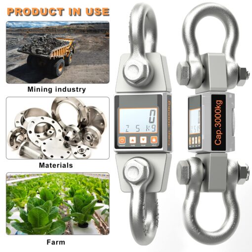 Mefape 3000kg/6600lbs Professional Digital Hanging Scale, Heavy Duty Industrial Crane Scale, Smart High Accuracy Electronic Scale with Shackle + LCD Display - Image 8