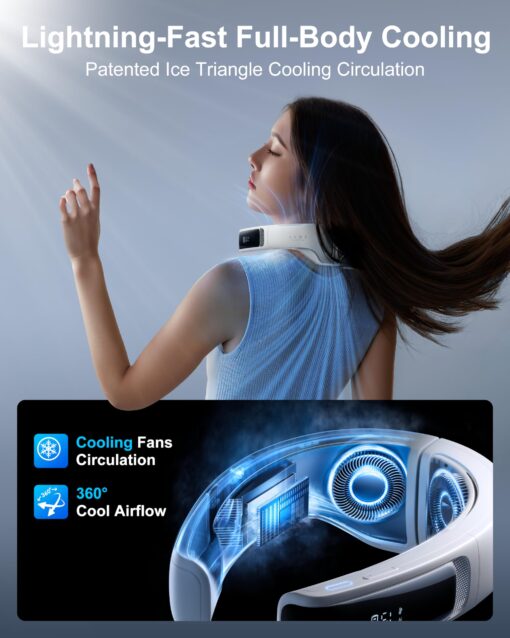 RANVOO 2024 [No.1 Coolest & Most Portable] AICE LITE Neck Air Conditioner, Ultimate Immersive Cooling 6,000 mAh Rechargeable Neck Fan Personal Cooling Device Gift that Blow Cold Air, White - Image 2