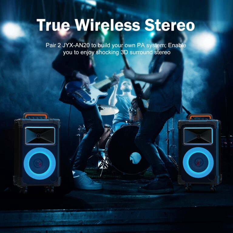 JYX Karaoke Machine, 10" Woofer Big Bluetooth Karaoke Speaker, Portable Microphone Speaker with 2 Wireless Mics, Party Lights, Supports Vocal Cut, TWS/Bluetooth/REC/USB/TF/AUX - Image 6