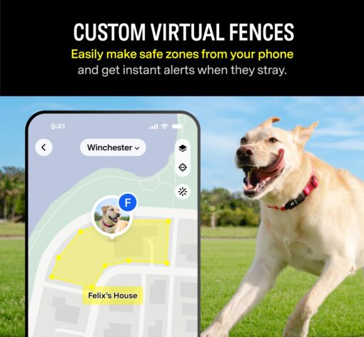 Fi Series 3 Smart Dog Collar - GPS Dog Tracker and Activity & Health Monitor, Waterproof, LED Light, Escape Alerts, Nationwide Coverage [Free 1 Year Membership] (Yellow, Large) - Image 6