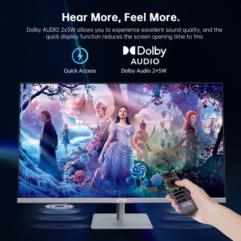 KTC 32 Inch 4K Smart Monitor, Google TV System UHD (3840x 2160) Smart TV with Speakers, Netflix Licensed, Type-C 65W PD, WirelessDisplay, HDR, Bluetooth, Hey Google Voice Remot, VESA Support, A32Q8 - Image 6