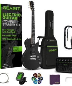 GEARit GI-155 Valley Series, 39" Electric Guitar Set w/Amplifier, H-H Pickups with Coil Split, All-Inclusive Starter Kit with Tuner, Gig Bag, and Guitar Strap, Cable, Picks, Strings - Black