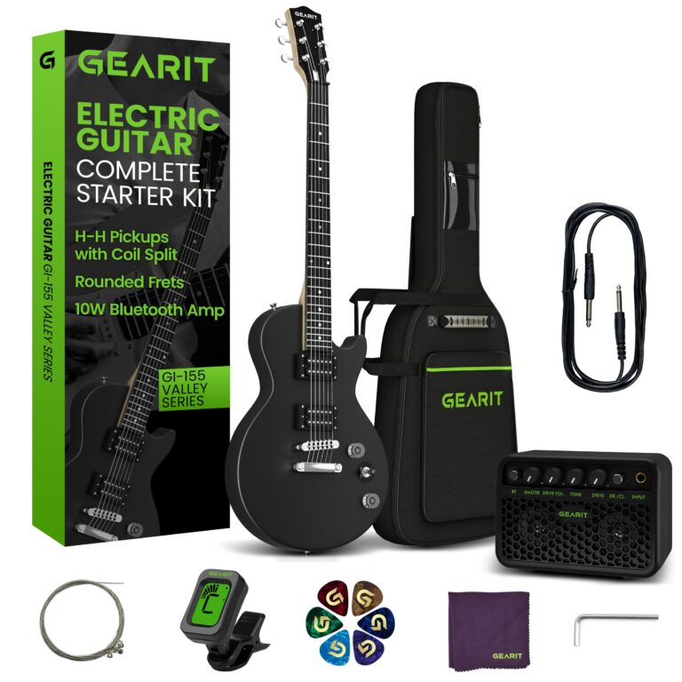 GEARit GI-155 Valley Series, 39" Electric Guitar Set w/Amplifier, H-H Pickups with Coil Split, All-Inclusive Starter Kit with Tuner, Gig Bag, and Guitar Strap, Cable, Picks, Strings - Black