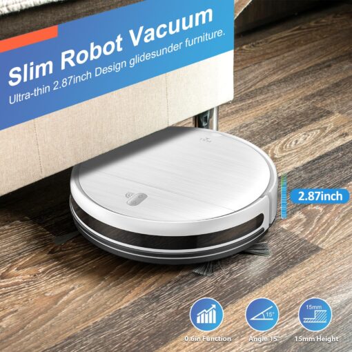 Robot Vacuum and Mop, 2 in 1 Robotic Vacuum Cleaner with Schedule, App/Voice, Slim Mopping Vacuum Robot with Watertank and Dustbin, Self-Charging, Easy of Use, Ideal for Hard Floor, Pet Hair, Carpet - Image 4