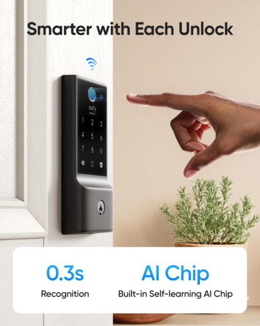 eufy Security Smart Lock C220 with Door Lever, Fingerprint Keyless Entry Door Lock, Built-in Wi-Fi, App Remote Control, Front Door Deadbolt, 8 Months Battery, Reliable Power, IP53 Waterproof - Image 7