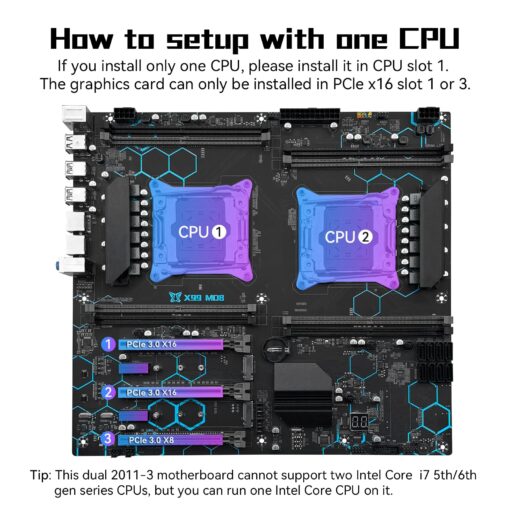 SHANGZHAOYUAN X99 Dual CPU Motherboard Intel LGA 2011-V3 Motherboard for Xeon E5 V3/V4 Series Processor (E-ATX, DDR4 Max 256GB, PCIe 3.0, NVME/NGFF M.2, SATA 6Gbps, USB 3.0, Gigabit LAN) - Image 4