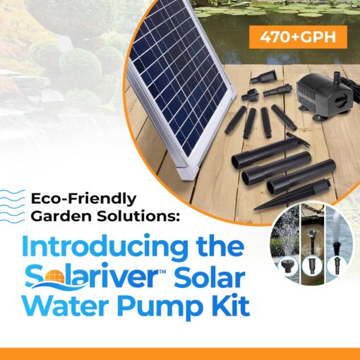 Solariver - Solar Water Pump Kit, Sun-Powered Submersible Water Fountain Outdoor Feature, 470+ GPH with 40-Watt Solar Panel (18V), Fountain Pump for Pond, Water Aeration, Hydroponics & Aquaculture - Image 8