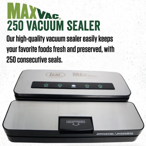 LEM MaxVac 250 Vacuum Sealer & MaxVac Quart Vacuum Bags - 44-Count - Image 6