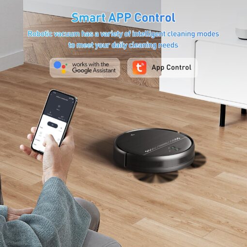 Robot Vacuum and Mop Combo, 2-in-1 Mopping Robot Vacuum Cleaner with 2300Pa Suction, 2.87'' Slim Design, Wi-Fi/App/Voice Control, 3D Obstacle Avoidance&Self-Charging for Hard Floors, Carpets, Pet Hair - Image 5