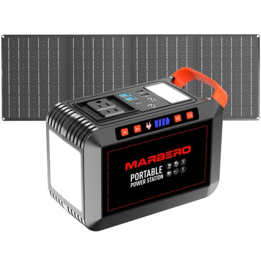 MARBERO 148Wh Solar Generator with Solar Panel Included Portable Power Station 200W with Foldable Solar Panel 40W Set for Camping Outdoor Hiking Fishing Emergency
