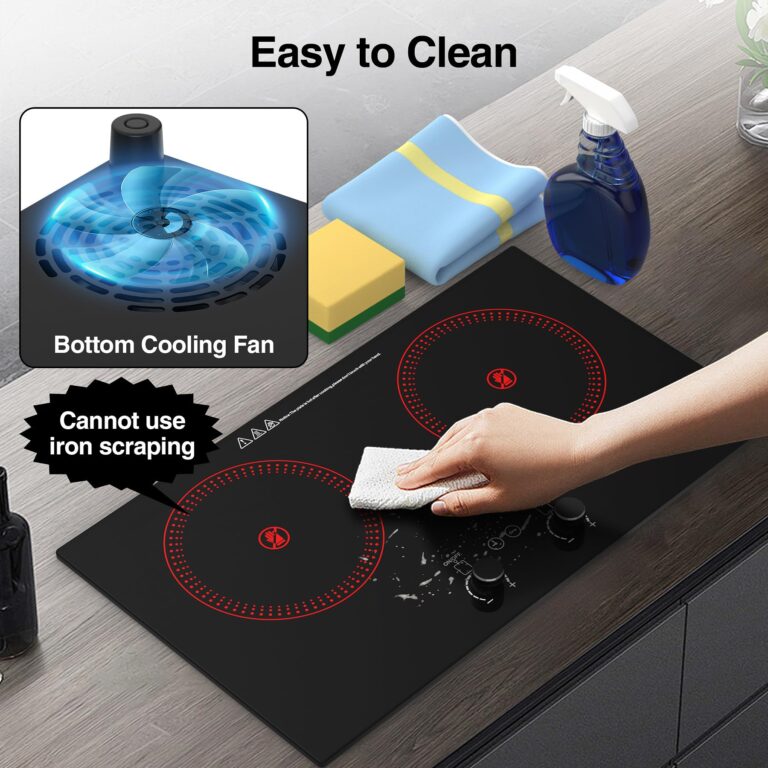 Electric Cooktop,110V 2400W Electric Stove Top with LCD Touch and Knob Control,Built-in and Countertop 2 Burner Electric Cooktop with 11 Power Levels, Kids Lock & Timer,Overheat Protection. - Image 3