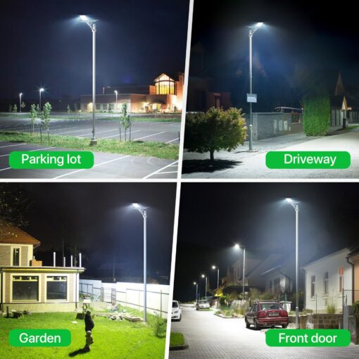 Solar Street Lights Outdoor Waterproof - 6000W Solar Lights Outdoor Dusk to Dawn Parking Lot Light Commercial, 7000K LED Street Light Powered Flood Security Heavy Duty for Yard, Outside(2 Pack) - Image 3