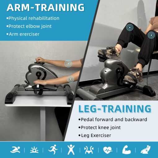 HNLIY Mini Exercise Bike Electric Pedal Exerciser with Upgraded Non-slip Base Remote Control Indoor Under Desk Bike for Hand, Arm, Knee, Leg Home Recovery Workout Equipment Elderly Motorized Exerciser - Image 4