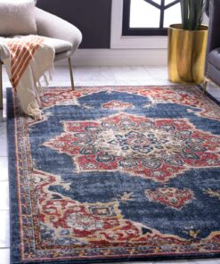 Unique Loom Utopia Collection Traditional Classic Vintage Inspired Area Rug with Warm Hues, 8' x 10' Rectangle, Dark Blue/Beige