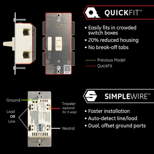 Enbrighten Almond Z-Wave Plus Smart Light Switch with QuickFit and SimpleWire, 3-Way Ready, Compatible with Alexa, Google Assistant, ZWave Hub Required, Repeater/Range Extender, Toggle, 24 Pack, 82686 - Image 6