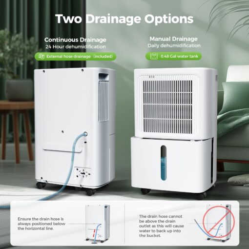 2,500 Sq.Ft Dehumidifier for Basement with Drain Hose, 31 Pint Dehumidifiers for Home with 3 Modes, Smart Humidity Control & Display, 24HR Timer, Auto Defrost for Large Room, Bathroom,Bedroom - Image 4