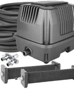 AquaMiracle All-in-One Koi Pond Aerator for Outdoor Ponds 10000-15000 Gallons, Pond Air Pump Pond Aeration System with Self-Sinking Airline Flow Control Rubber Air Diffuser