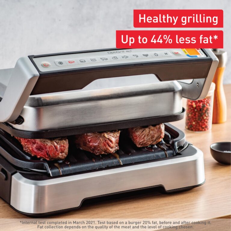 T-fal, Electric Grill, OptiGrill 4in1, Stainless Steel, 9 Automatic Cooking Modes, Intelligent Grilling Rare to Well-Done, 1800 Watts, Nonstick Removable Plates, Dishwasher Safe, Indoor, Silver - Image 2