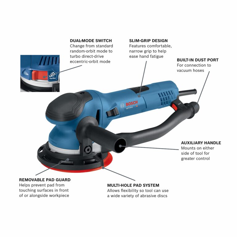 BOSCH GET75-6N Electric Orbital Sander, Polisher - 7.5 Amp, Corded, 6 Inch Disc Size - Dual-Mode: Random Orbit & Turbo - Image 8
