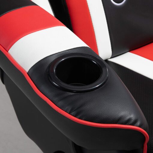 Vinsetto Gaming Chair, Racing Style Computer Recliner with Lumbar Support, Footrest and Cup Holder, Black/White/Red - Image 3