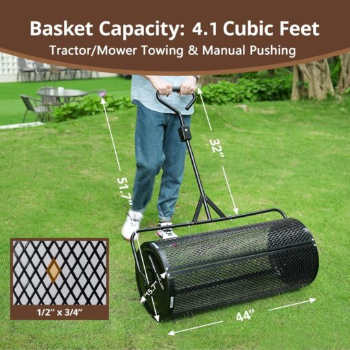 Garden Tailor Compost Spreader 44 Inch Towable Peat Moss Spreader with Installation Accessories, Metal Mesh Roller Lawn Spreader for Top Soil, Manure, Mulch, Top Dressing - Garden spreaders for lawns - Image 5