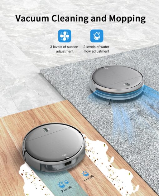 Robot Vacuum and Mop Combo, 2 in 1 Mopping Robot Vacuum Cleaner with Schedule, Wi-Fi/Voice/App, Strong Suction, Ease of Use, Self-Charging Robotic Vacuum, Slim, Ideal for Hard Floor, Pet Hair, Carpet - Image 7
