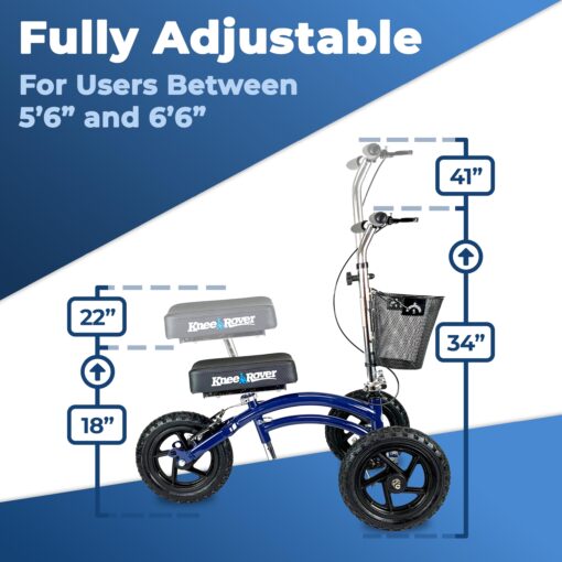 KneeRover Original Steerable All Terrain Knee Scooter for Adults for Foot Surgery Heavy Duty Knee Walker for Broken Ankle Foot Injuries - Leg Recovery Scooter Best Knee Crutch Alternative (Blue) - Image 6