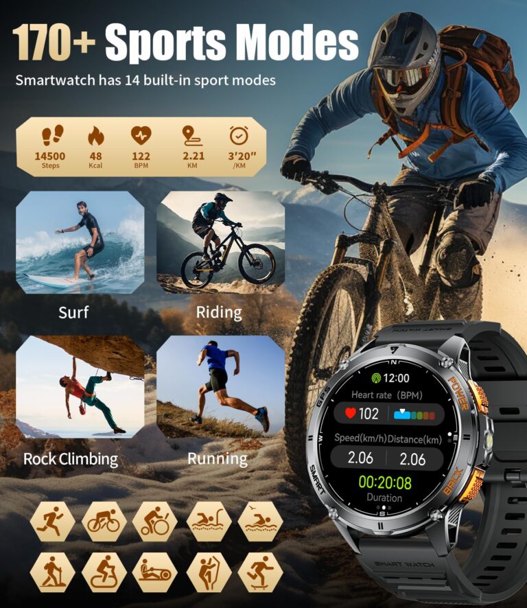 LIGE GPS Smart Watch for Men, Compass/LED Flashlight/6 Satellite Positioning/1.43" AMOLED Smartwatch, 100+ Sports Mode Fitness Tracker Watch for Android iOS, IP68 Waterproof Watch for Swimming - Image 8